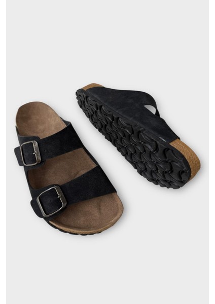 Unisex Çift Tokalı Ortopedik Terlik SİYAH