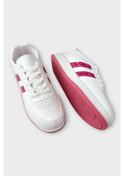Düz Hafif Taban Günlük Sneaker Ayakkabı Beyaz - Yeşil