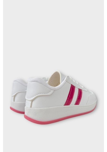 Düz Hafif Taban Günlük Sneaker Ayakkabı Beyaz - Yeşil