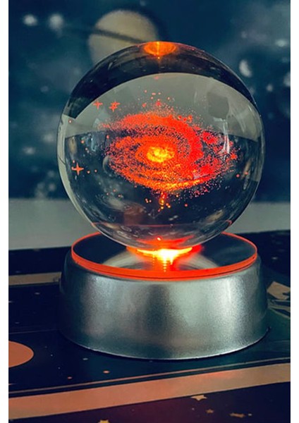 Samanyolu Galaksi Cam Küre LED Işıklı Renkli Plastik Tabanlı Cam Küre