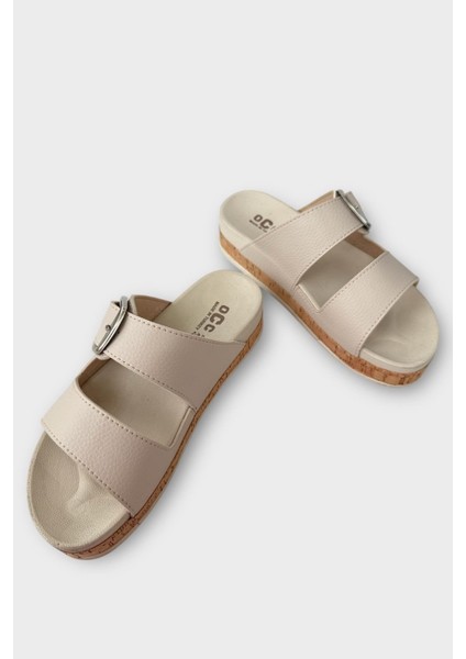 Kadın Günlük Terlik Kalın Taban Tokalı Rahat Şık Yazlık Ev Plaj Tatil Terliği BEJ modelleri