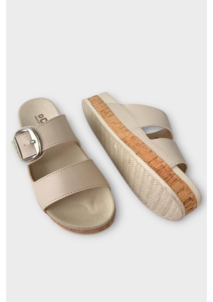 Kadın Günlük Terlik Kalın Taban Tokalı Rahat Şık Yazlık Ev Plaj Tatil Terliği BEJ fırsatları