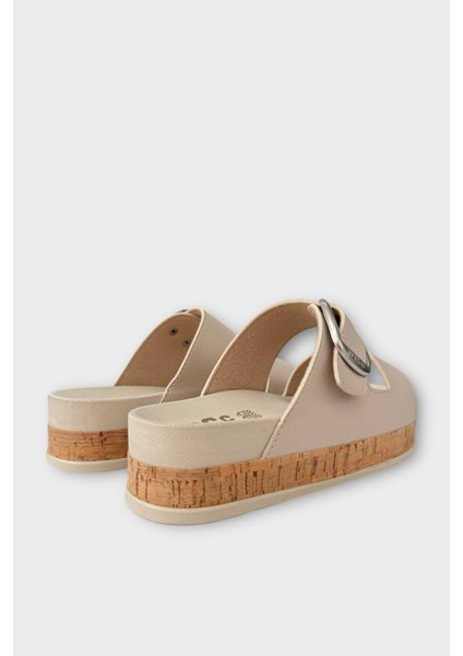 Kadın Günlük Terlik Kalın Taban Tokalı Rahat Şık Yazlık Ev Plaj Tatil Terliği BEJ indirimleri