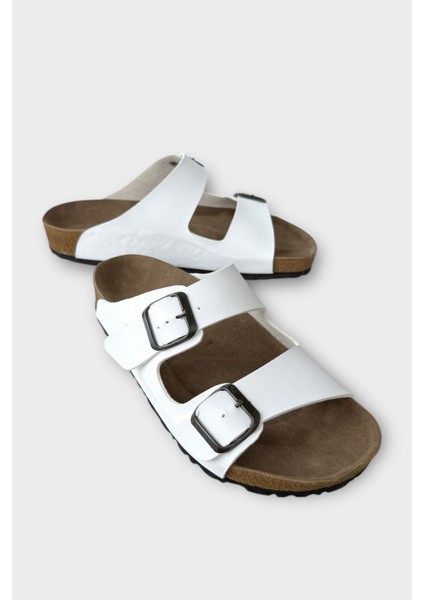 Unisex Çift Tokalı Ortopedik Terlik BEYAZ fiyatları