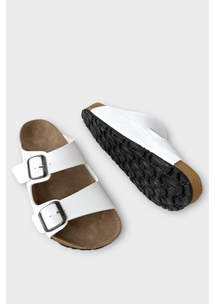 Unisex Çift Tokalı Ortopedik Terlik BEYAZ fırsatları