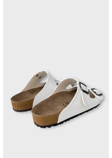 Unisex Çift Tokalı Ortopedik Terlik BEYAZ indirimleri