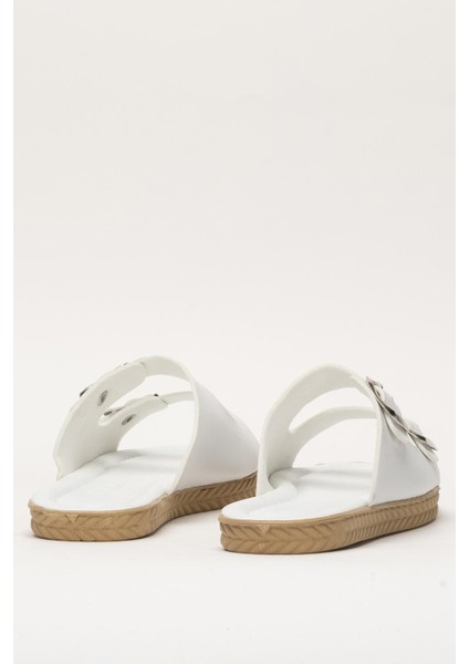 Kadın Çift Bant Ayarlanabilr Tokalı Terlik BEYAZ fırsatları
