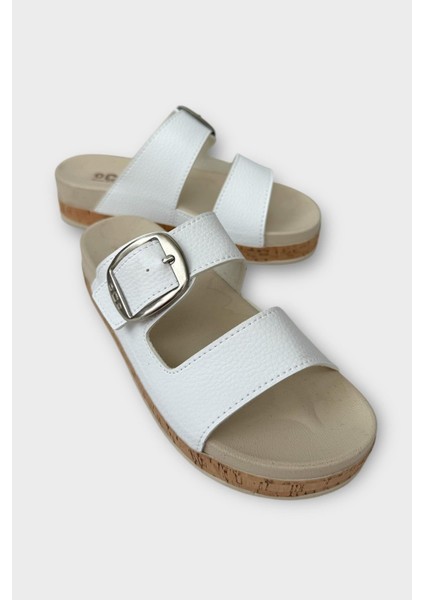 Kadın Günlük Terlik Kalın Taban Tokalı Rahat Şık Yazlık Ev Plaj Tatil Terliği BEYAZ fiyatları