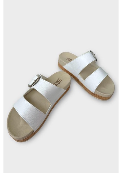 Kadın Günlük Terlik Kalın Taban Tokalı Rahat Şık Yazlık Ev Plaj Tatil Terliği BEYAZ modelleri