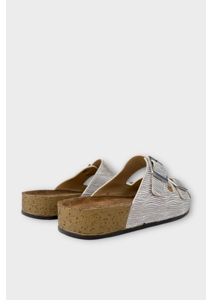 Kadın Günlük Terlik Ayarlanabililr Tokalı Çift Bantlı Şık Ortopedik Yazlık Ev Plaj Tatil Terliği GÜMÜŞ indirimleri