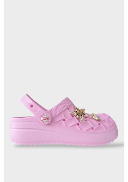 Kadın Taşlı Comfort Hafif Yüksek Taban Yazlık Sandalet Terlik PEMBE