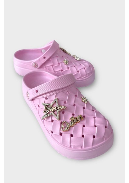 Kadın Taşlı Comfort Hafif Yüksek Taban Yazlık Sandalet Terlik PEMBE fiyatları