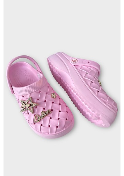 Kadın Taşlı Comfort Hafif Yüksek Taban Yazlık Sandalet Terlik PEMBE fırsatları