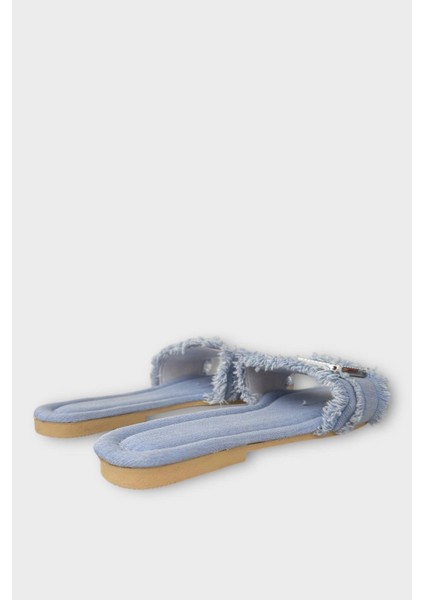 Kadın Püskül Detay Tokalı Denim Terlik MAVİ indirimleri