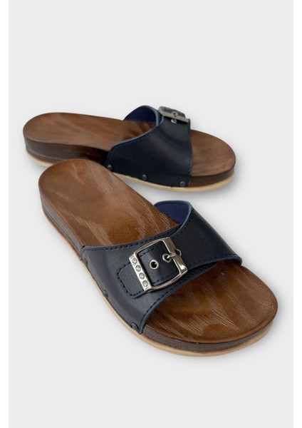 Kadın Günlük Terlik Ayarlanabilir Tek Bant Şık Ortopedik Yazlık Ev Plaj Tatil İş Terliği LACİVERT fiyatları