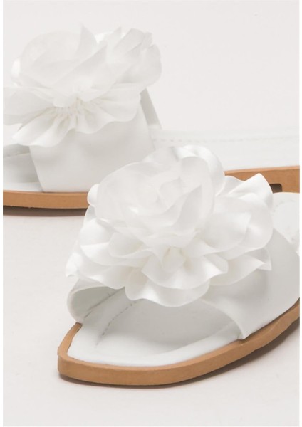 Kadın Gül Çicekli Hediyelik Bohçalık Çeyizlik Terlik BEYAZ indirimleri