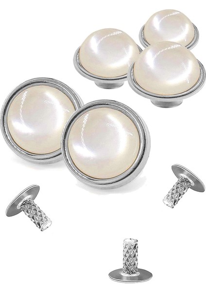 20 Adet Yarım Yuvarlak 15MM Inci Çakma Rivet