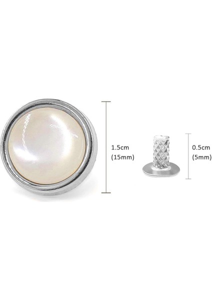 20 Adet Yarım Yuvarlak 15MM Inci Çakma Rivet