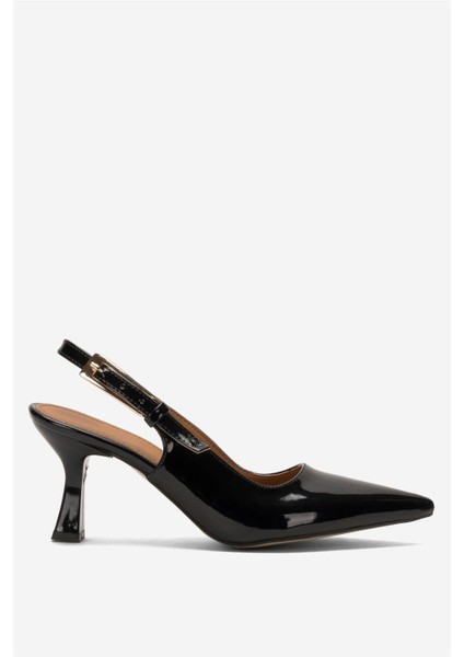 Kadın Sivri Burun Arkası Açık 8 Cm Topuklu Ayakkabı SİYAH
