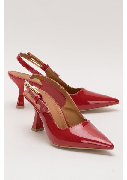 Kadın Sivri Burun Arkası Açık 8 Cm Topuklu Ayakkabı KIRMIZI fiyatları