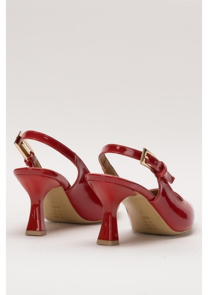 Kadın Sivri Burun Arkası Açık 8 Cm Topuklu Ayakkabı KIRMIZI fırsatları
