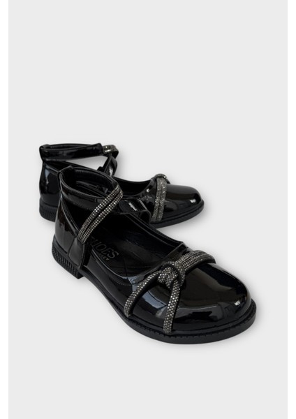 Hafif Taban Cırtlı Taşlı Kız Çocuk Babet Ayakkabı SİYAH fiyatları