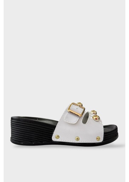 Kadın Günlük Terlik Şık Ortopedik Yazlık Ev Plaj Tatil İş Terliği BEYAZ