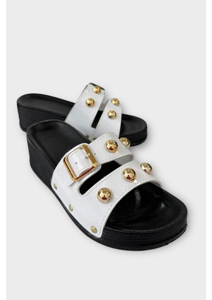 Kadın Günlük Terlik Şık Ortopedik Yazlık Ev Plaj Tatil İş Terliği BEYAZ