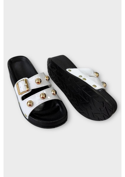 Kadın Günlük Terlik Şık Ortopedik Yazlık Ev Plaj Tatil İş Terliği BEYAZ