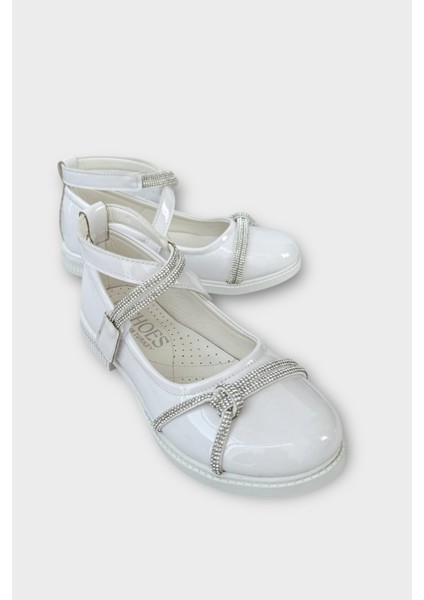 Hafif Taban Cırtlı Taşlı Kız Çocuk Babet Ayakkabı BEYAZ fiyatları