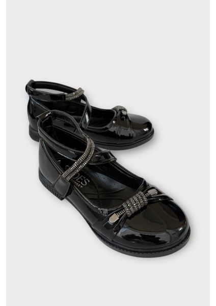 Hafif Taban Cırtlı Taşlı Kız Çocuk Babet Ayakkabı SİYAH fiyatları