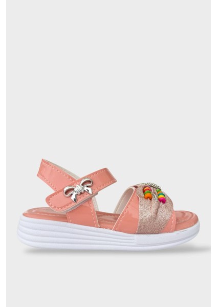Kız Çocuk Yazlık Düğün Tören Şık Sandalet Ayakkabı PUDRA