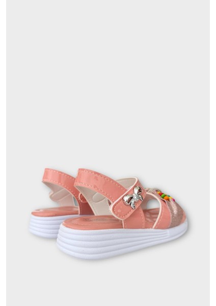 Kız Çocuk Yazlık Düğün Tören Şık Sandalet Ayakkabı PUDRA