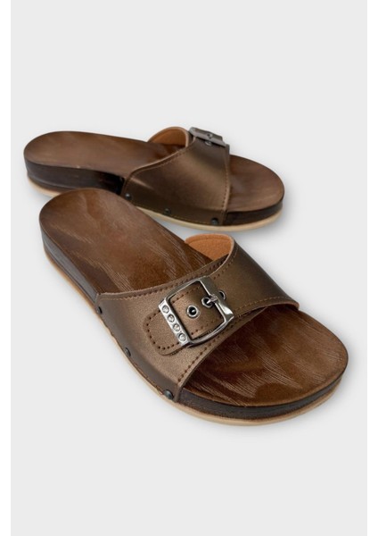 Kadın Günlük Terlik Ayarlanabilir Tek Bant Şık Ortopedik Yazlık Ev Plaj Tatil İş Terliği KAHVERENGİ fiyatları