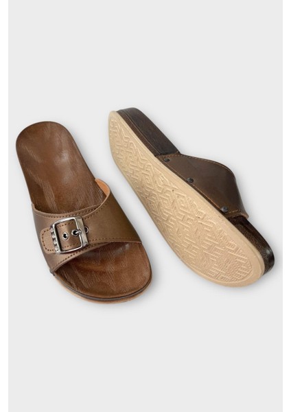 Kadın Günlük Terlik Ayarlanabilir Tek Bant Şık Ortopedik Yazlık Ev Plaj Tatil İş Terliği KAHVERENGİ fırsatları