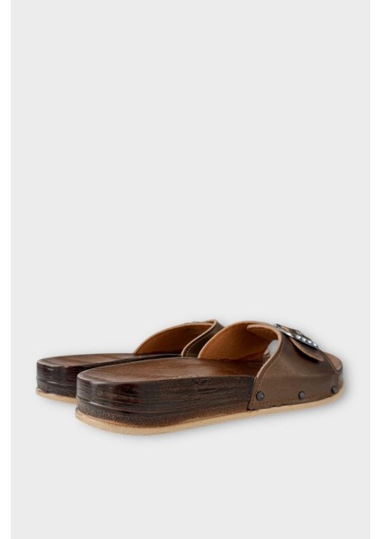 Kadın Günlük Terlik Ayarlanabilir Tek Bant Şık Ortopedik Yazlık Ev Plaj Tatil İş Terliği KAHVERENGİ indirimleri