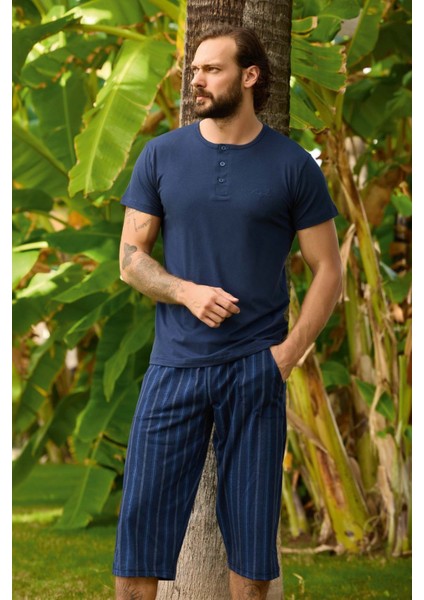 Erkek Pijama Takımı Kapri & Bermuda Kısa Kol