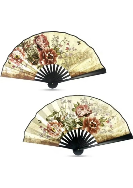 Yelpaze Saten Kraft Çiçek Desenli