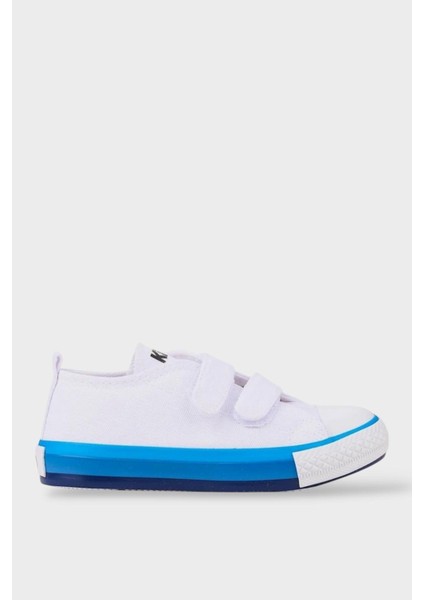 Çocuk Keten Kısa Convers Modeli Cırtlı Sneaker Spor Ayakkabı Pudra (26-30)