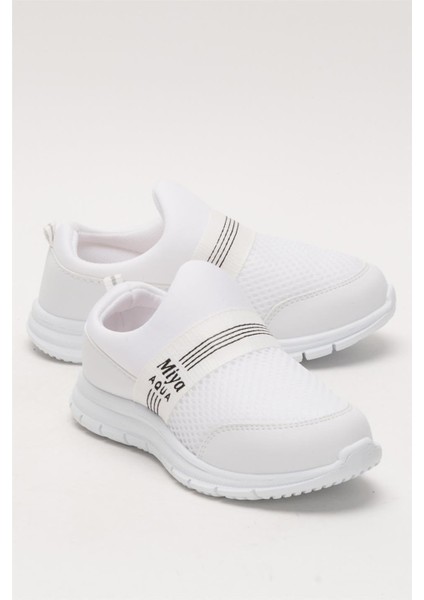 Unisex Lastilkli Hafif Airfle Çocuk Spor Ayakkabı BEYAZ
