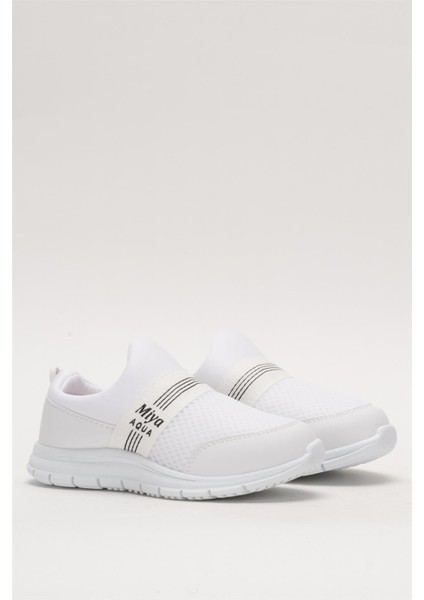 Unisex Lastilkli Hafif Airfle Çocuk Spor Ayakkabı BEYAZ