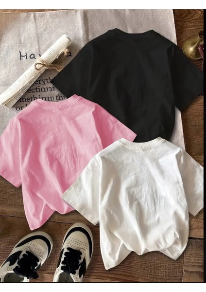 Unısex Baskılı Çocuk Tişört Bisiklet Yaka Kısa Kollu Tshirt Yeni Sezon ( 3lü Paket ) fiyatları