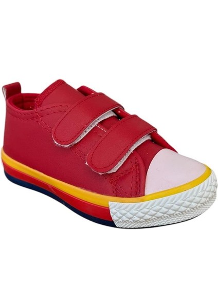 Çocuk Keten Kısa Convers Modeli Cırtlı Sneaker Spor Ayakkabı Pudra (26-30)