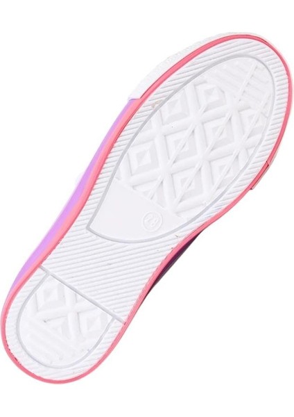 Çocuk Keten Kısa Convers Modeli Cırtlı Sneaker Spor Ayakkabı Pudra (26-30)