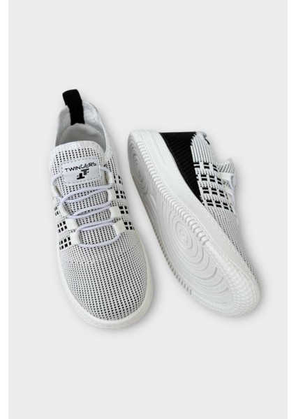 Çocuk Triko Akıllı Bağcık Aqua Spor Ayakkabı BEYAZ - SİYAH fırsatları