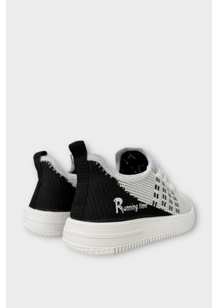 Çocuk Triko Akıllı Bağcık Aqua Spor Ayakkabı BEYAZ - SİYAH indirimleri