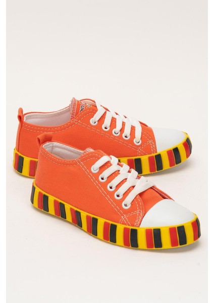 Unisex Çocuk Keten Kısa Convers Modeli Bağcıklı Spor Ayakkabı TURUNCU fiyatları