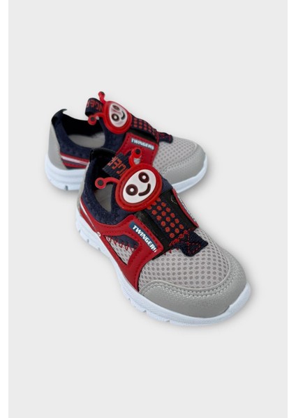 Çocuk Airfile Hafif Taban Kreş Ev Okul Bebe Spor Ayakkabısı GRİ - KIRMIZI fiyatları