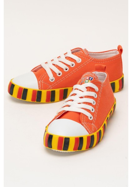 Unisex Çocuk Keten Kısa Convers Modeli Bağcıklı Spor Ayakkabı TURUNCU indirimleri