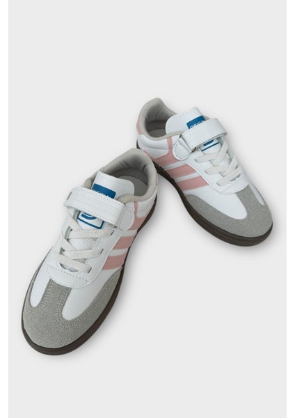 Unisex Cırtlı Bağcıklı Çocuk Spor Ayakkabı BEYAZ - PUDRA modelleri